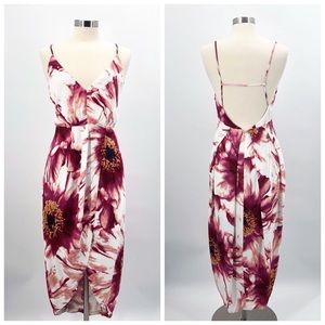 Free People Floral Maxi Dress - White and Burgundy